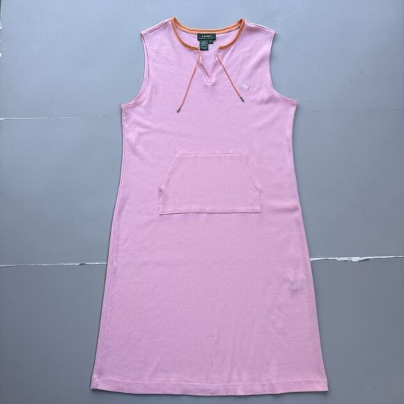 Vintage Ralph Lauren Dress Women Large Pink Soft Stretch Cotton Y2K Preppy Retro - Picture 1 of 11